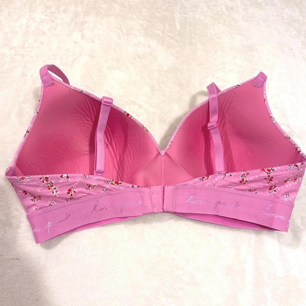 PINK Victoria's Secret Womens Bra 38C Pink Floral Love Pink Band